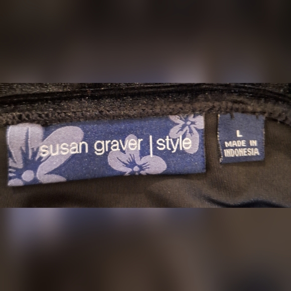 🐈⬛SUSAN GRAVER black velour blouse. Size L - Picture 5 of 6